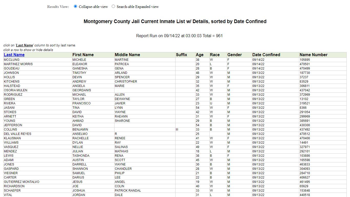 Jail Roster - Montgomery County, Texas